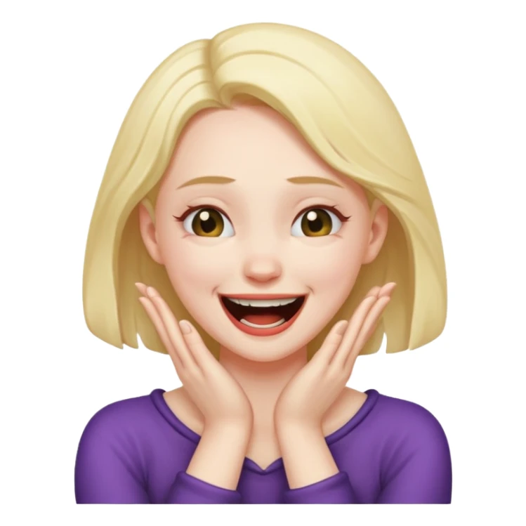 girl griping to her neck with her hands choking herself while laughing sticker