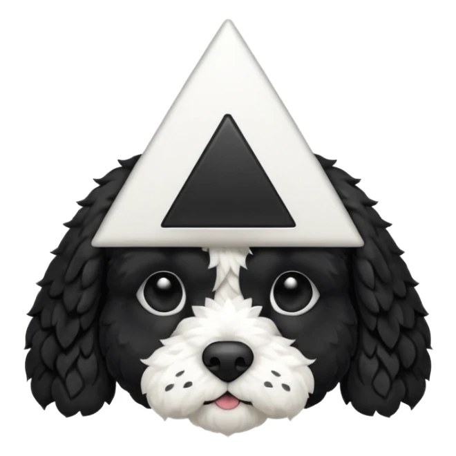 black and white cockapoo - give him a white chest, black ears and black fur covering his eyes, but then a white snout and an upside down white triangle-shaped patch of fur on his forehead sticker