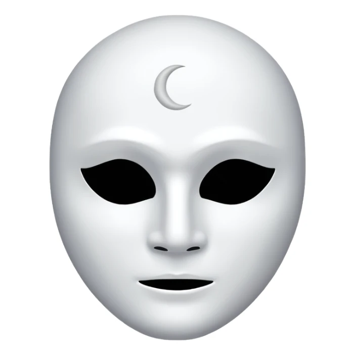 blank white masculine mask moon crescent hole  on forehead  sticker