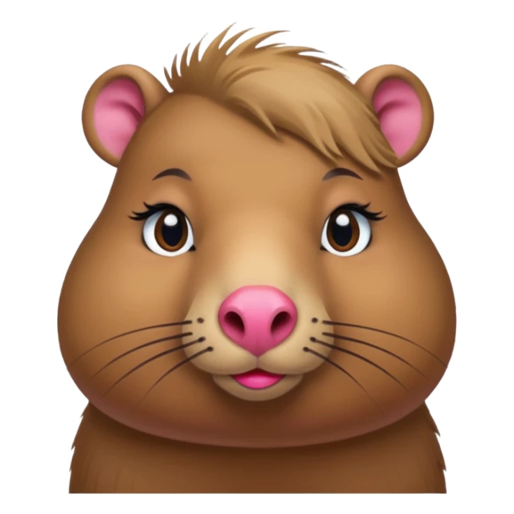 capybara with faka eye lashes and make up on - bright lipstick and eye make up sticker