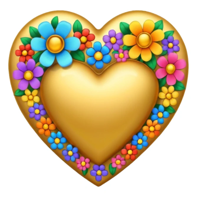 a golden heart studded with flowers sticker
