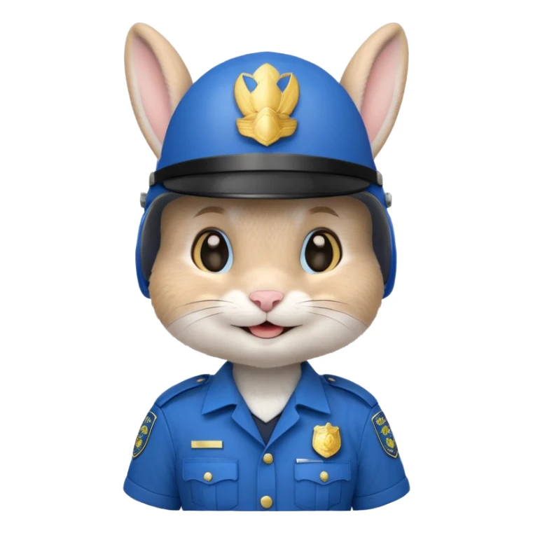 cute Rabbit police, blue uniform including helmet of uniform sticker