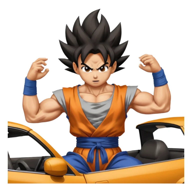 Goku crashes cars throw on Vegeta's head  sticker