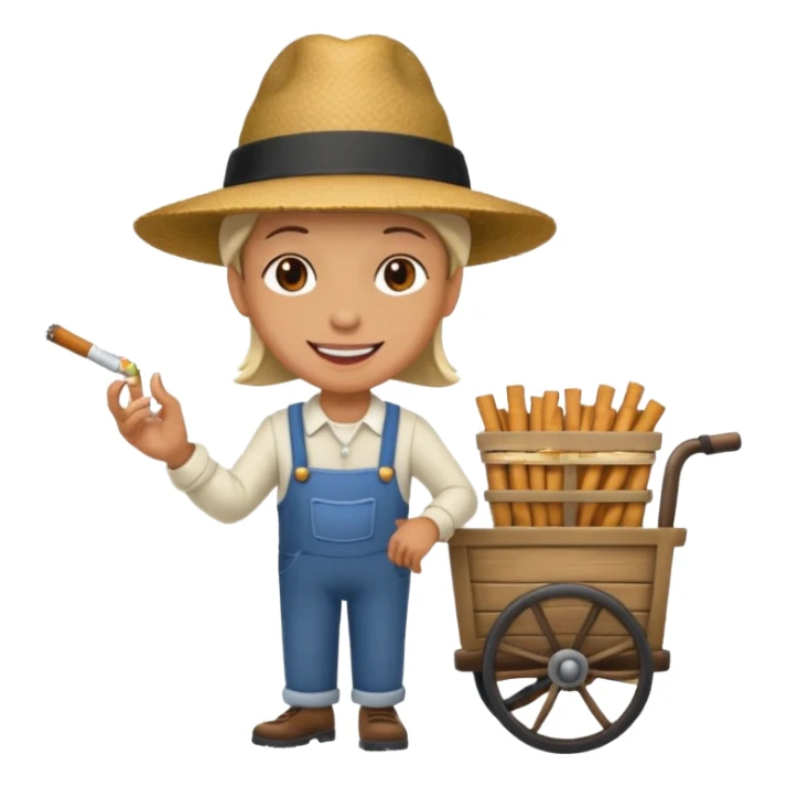 Emoji smoking a cart sticker