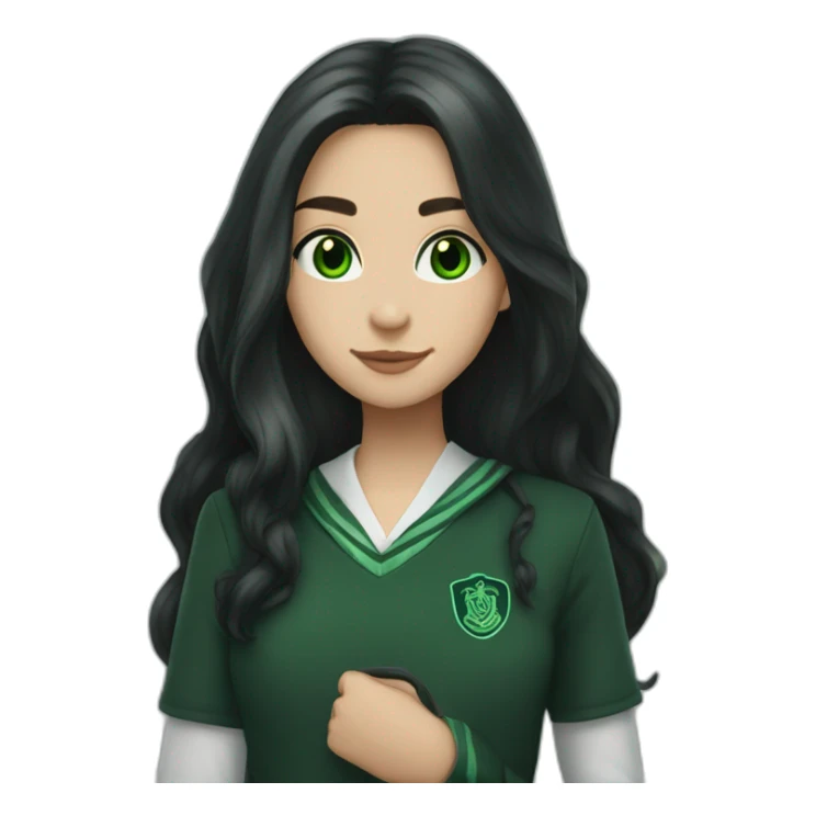 slytherin-student-girl-long dark hair-green eyes sticker