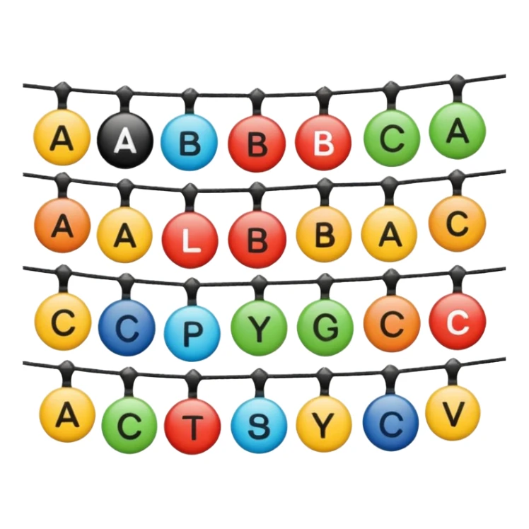 quiero crear iconos para string, Cadena de caracteres (string):    'abc',    '123',    'a1@!',    "a1@!"    sticker