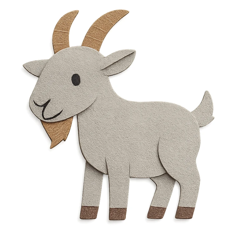 paper craft style goat sticker