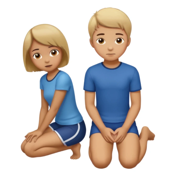 Girl on hands and knees boy on knees  sticker