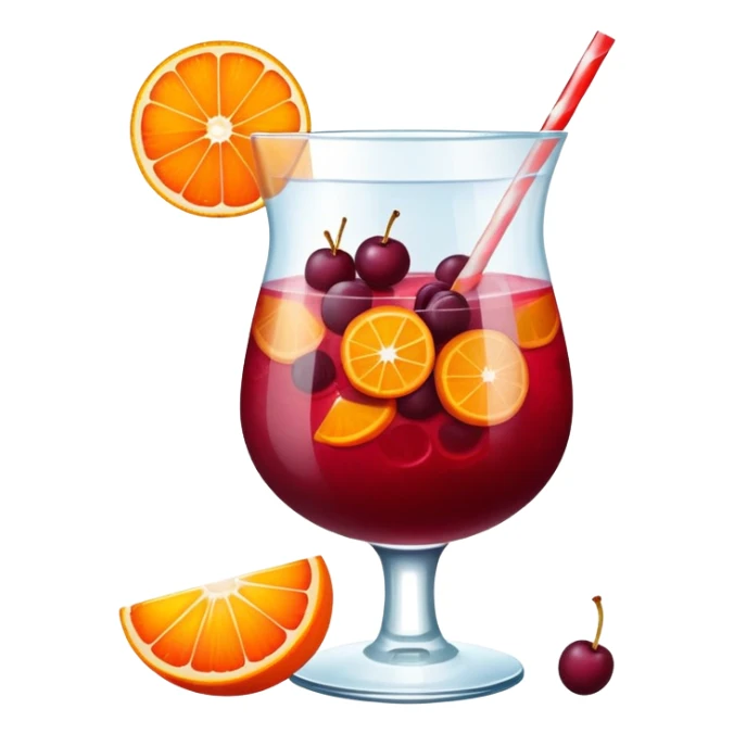 frozen sangria in a glass with fruit sticker