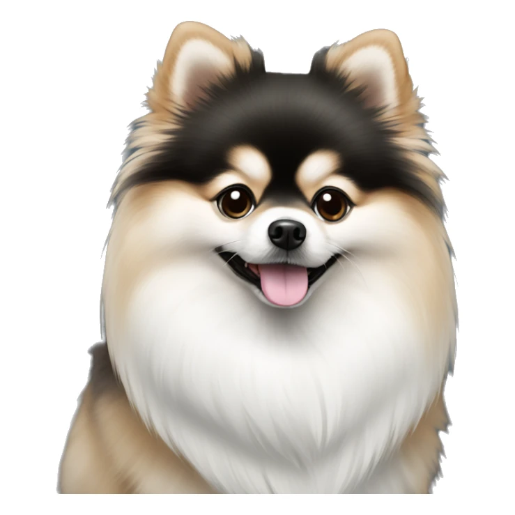 Pomeranian Spitz black with white chest sticker