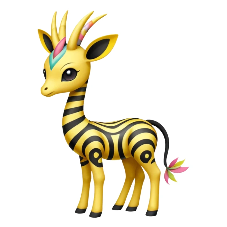 zig-zag-patterned tribal tropical hot spotted striped Meloetta-Giraffarig-Giratina-Noibat-Pokémon-Fakémon-fusion-hybrid-creature sticker