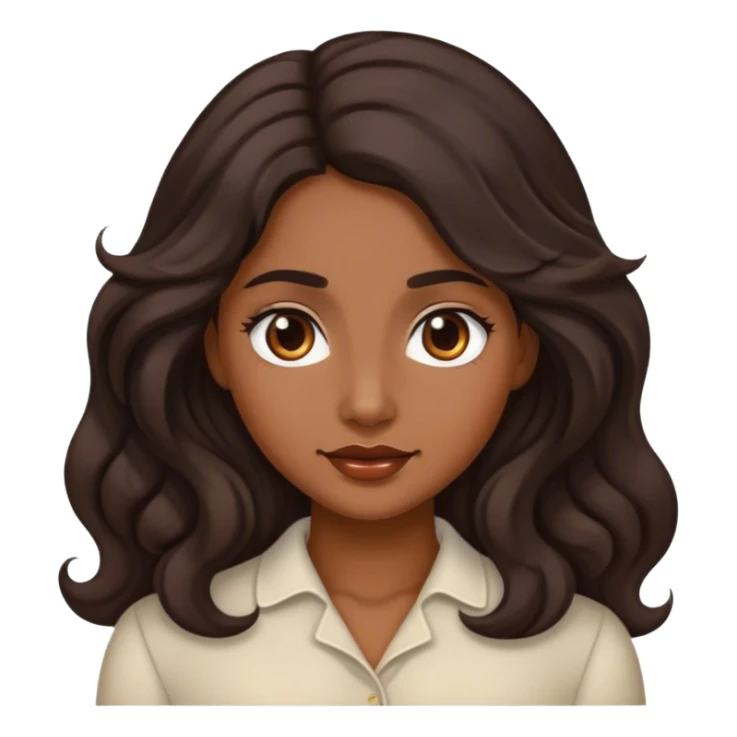 lady with medium brown skin, long wavy dark hair, soft features sticker