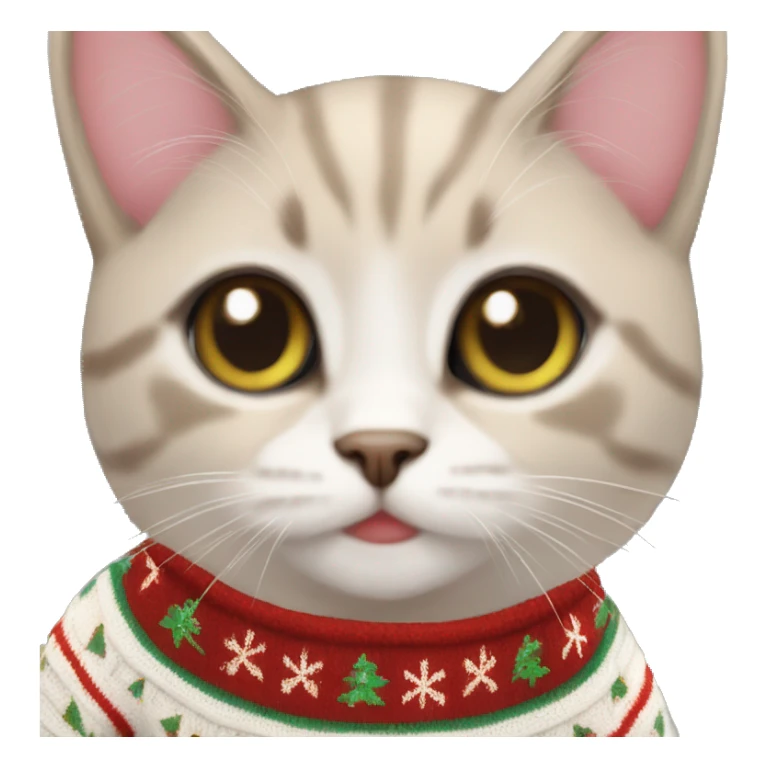 aesthetic kitten in christmas sweater sticker