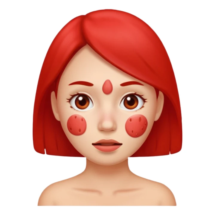 woman with red acne face sticker