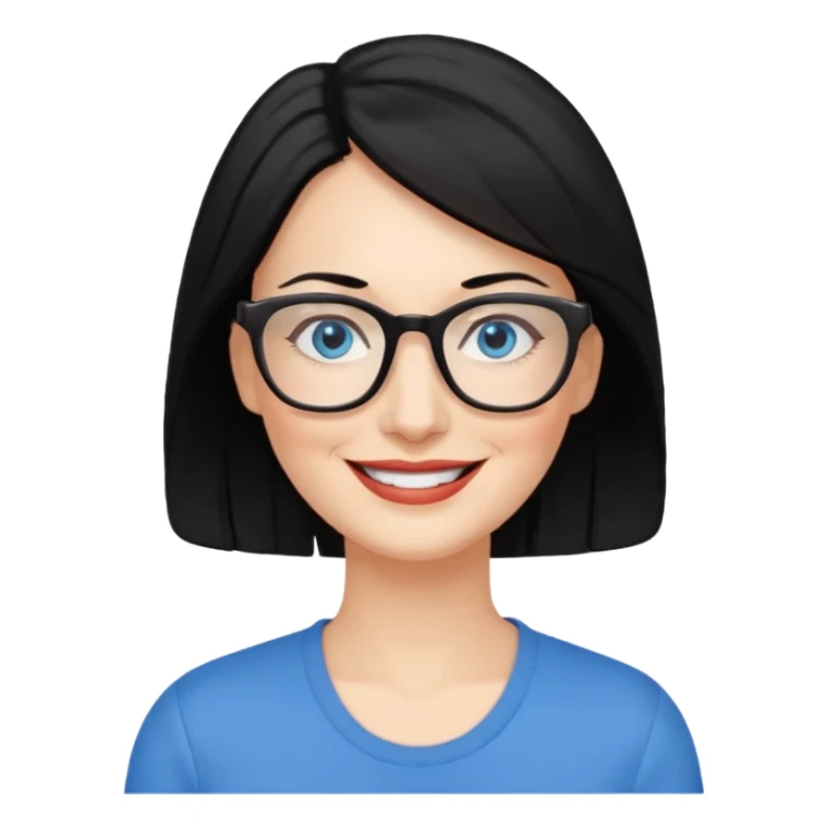 woman 50 years old, black hair, blue eyes, glasses sticker