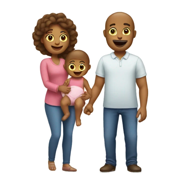 mother and dad with baby sticker