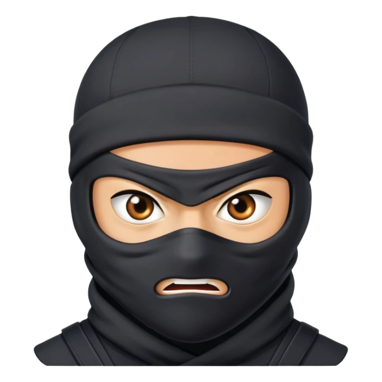 a ninja in a ski mask with an angry eye expression sticker