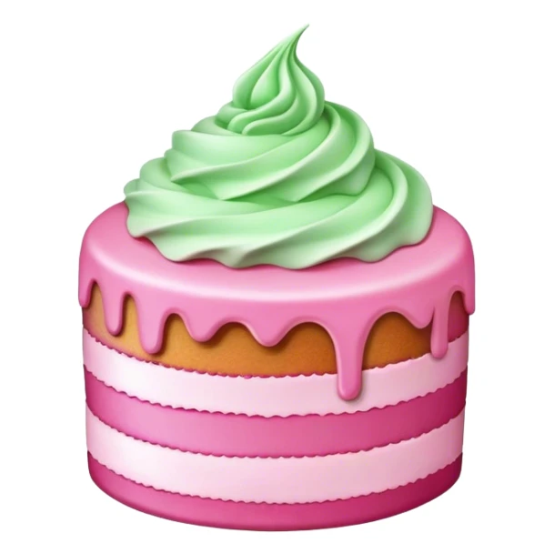 Pink cake with green cream sticker