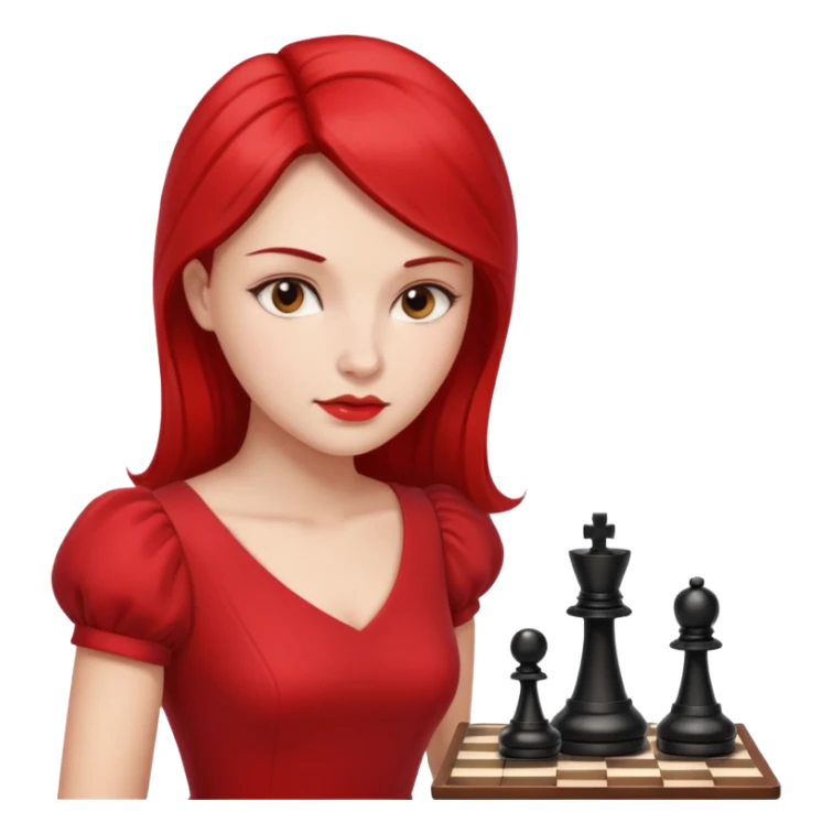 woman chess players in red outfits sticker