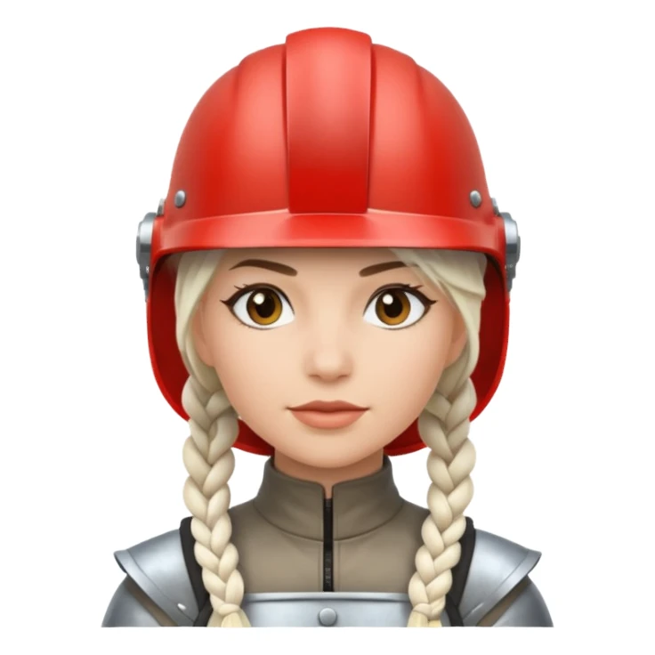 woman with white braided hair in helmet sticker