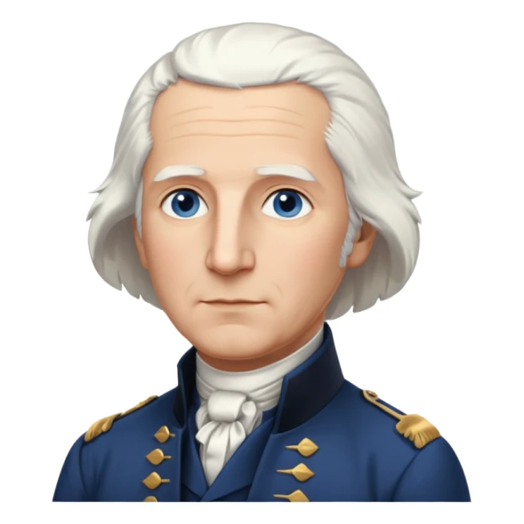 Draw George Washington with white hair, colonial suit & calm expression. sticker