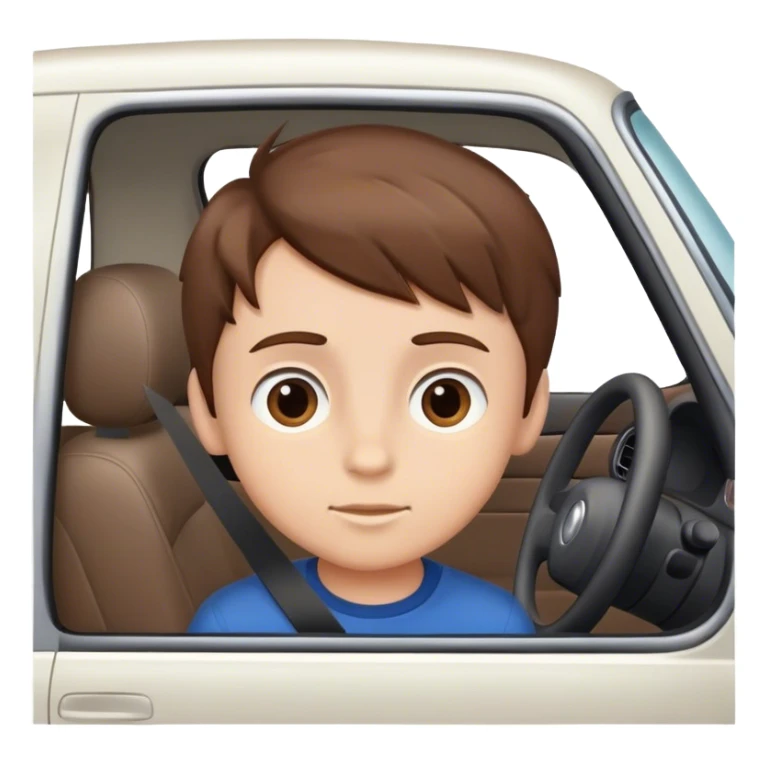 Boy with head out car brown hair sticker