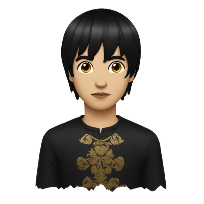 Byzantine Mexican Goth boy with black hair and bangs  sticker