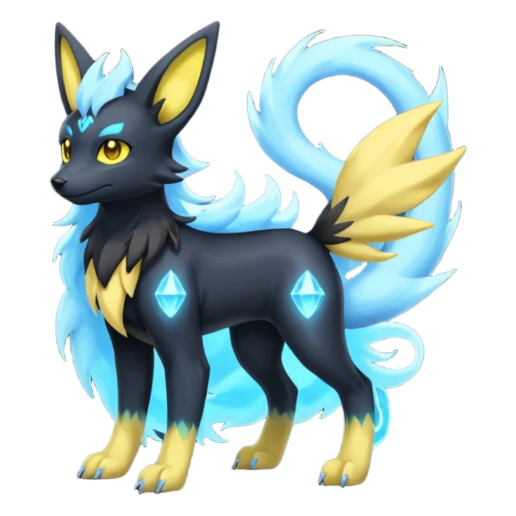 Manectric-Electrike-Aurorus-Umbreon-Draco-Fakémon-hybrid-creature (full body), 4 legs sticker