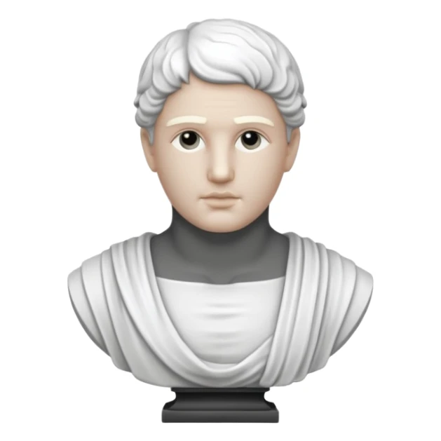 white classical roman bust, white stone, no other colours than white sticker