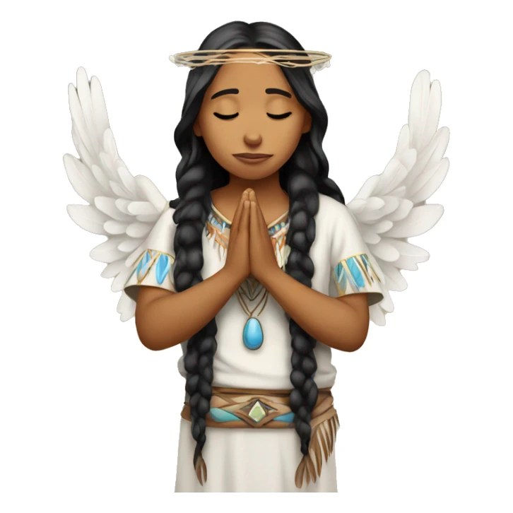 Native American Angel praying thank you sticker