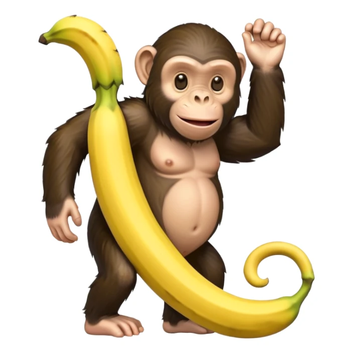 Chimpanzee witj body as banana sticker