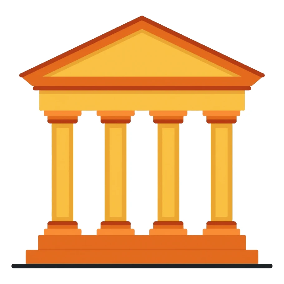 classical building with columns in yellow color sticker