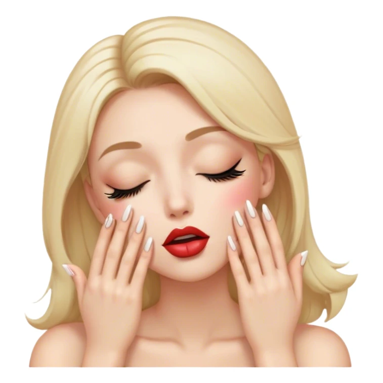 Kiss face eyes closed long lashes hands long nails sticker