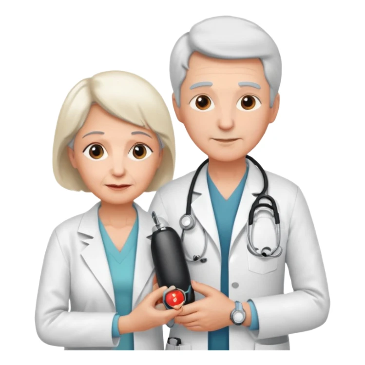 um medico medindo a pressão de uma idosa sticker