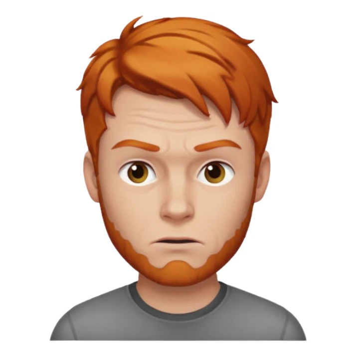 The 🤨 raised eyebrow emoji but with short ginger hair (a man) sticker