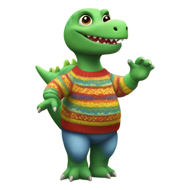 little fat dinosaur wearing a knitted sweater teaching at school sticker