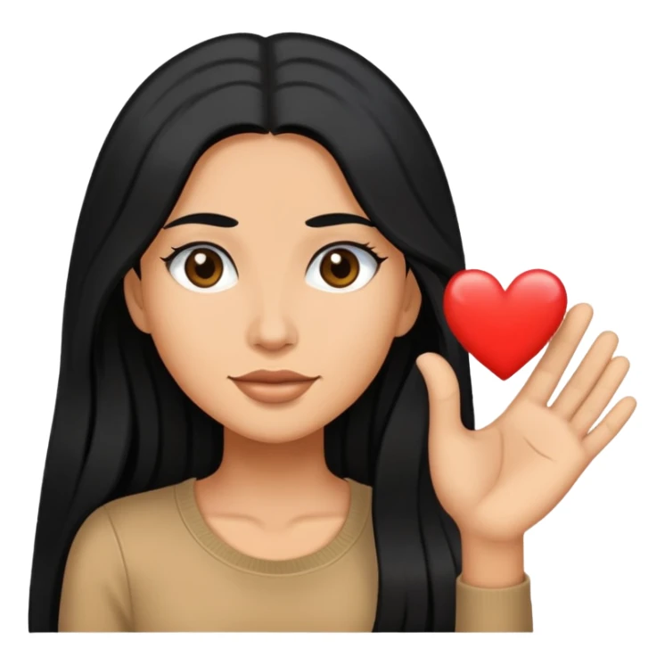 women with long black hair sending love sticker