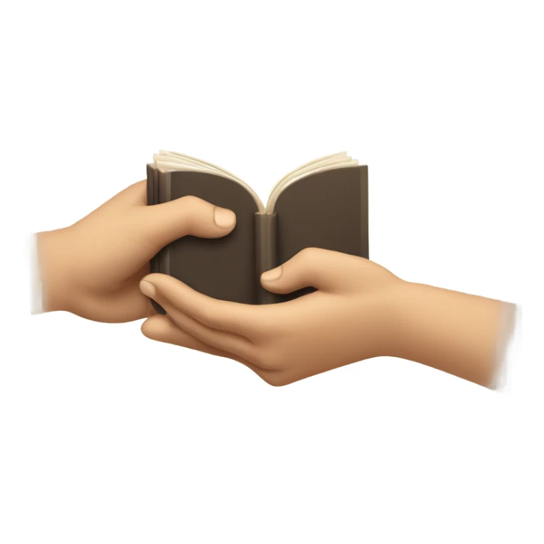 A hand passing a book or coin to another hand. sticker