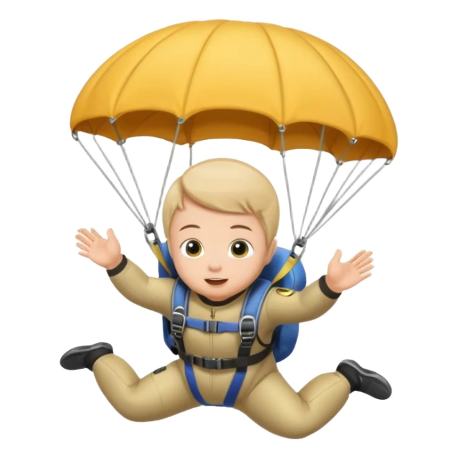 Skydiving baby with parachute and UFO sticker