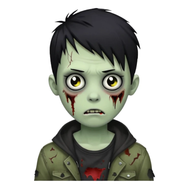 emo zombie boy with black hair sticker