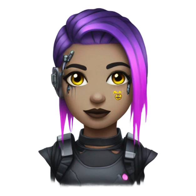 cyborg goth girl, neon hair sticker