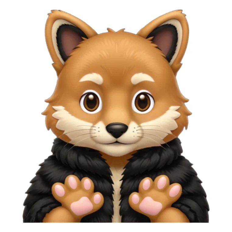 A man wearing black fur  showing his paws sticker