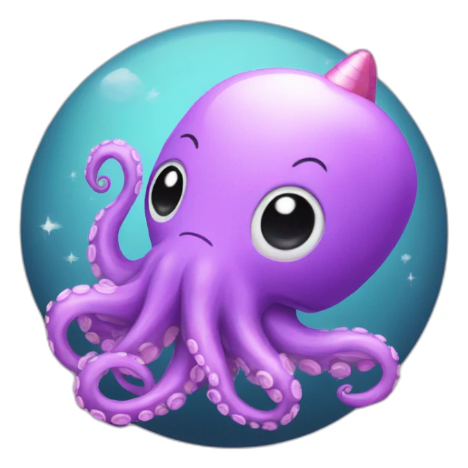 octopus and unicorn hugging  sticker