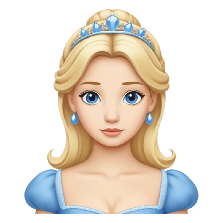 minimal Cinderella with blue dress and blonde hair, extremely simple sticker