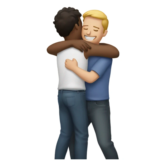 Four white male friends hug sticker