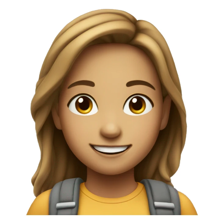 smiling girl in outdoor scene no hat sticker