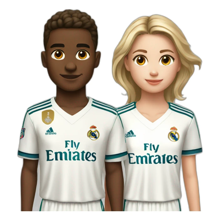 Boy and girl in real madrid jersey sticker
