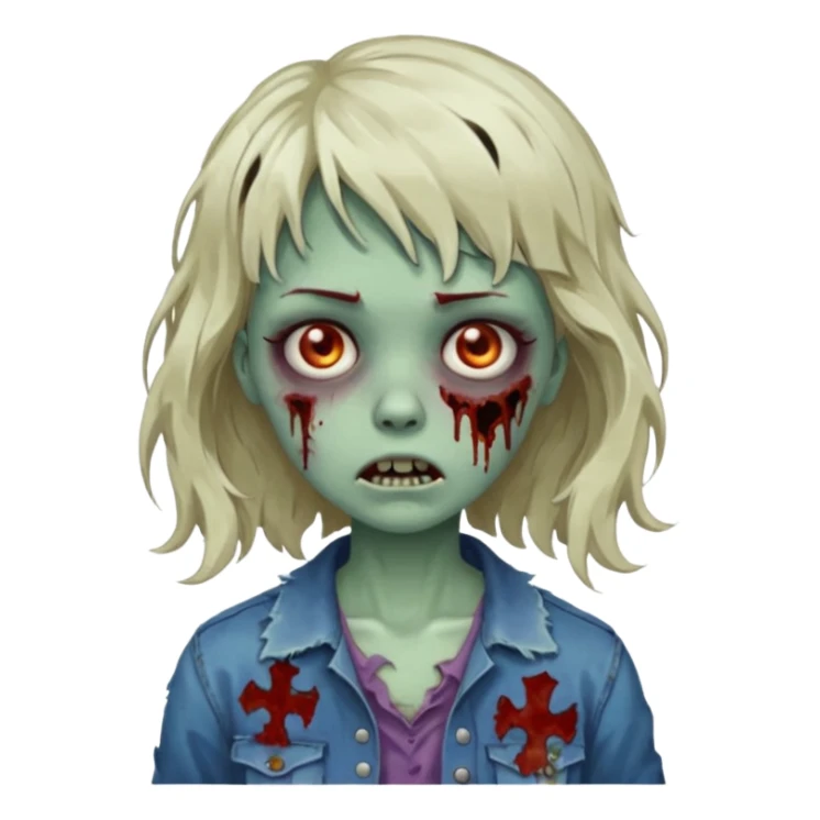 Zombie girl with medium wavy hair and bangs. sticker