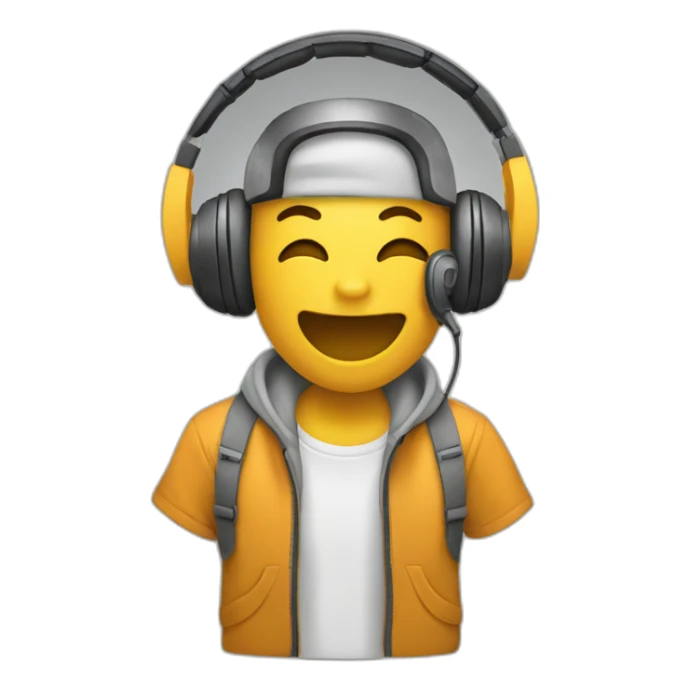emoji using headphones enjoying music sticker