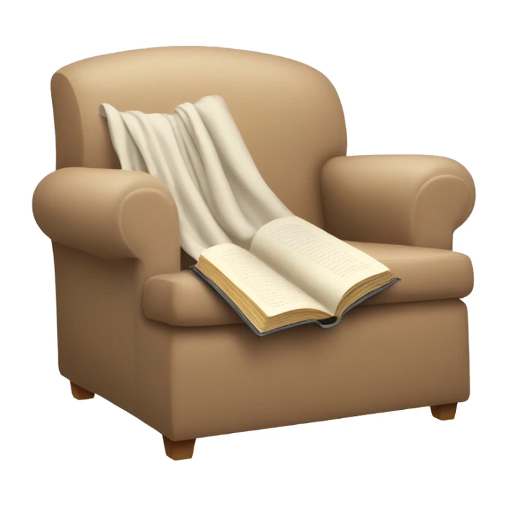Simple Beige Armchair with blanket and open book on it sticker